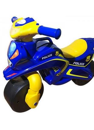 Музыкальный мотоцикл-каталка байк "полиция" синий, тм doloni (0139/57)