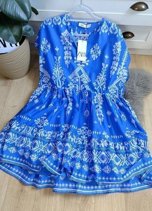 Короткое платье с принтом от zara, размер xl-3xl