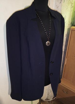 Элегантный,офисный,синий,лёгкий жакет-пиджак с стоечкой,большого размера,gerry weber