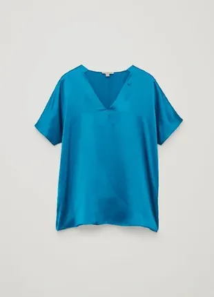 Натуральная шелковая блуза с коротким рукавом топ cos 100% шелк оверсайз свободного кроя