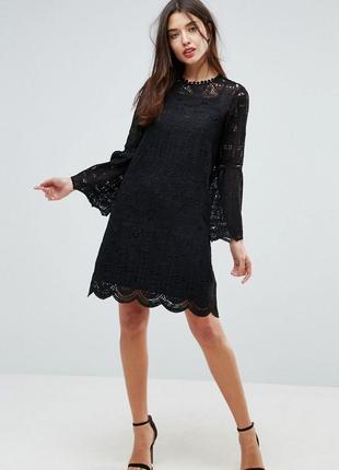 Сукня жіноча гіпюрова комбінація міні святкова чорна