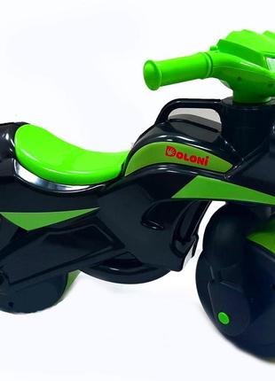 Музыкальный мотоцикл-каталка байк черно-зеленый, тм doloni (0139/59)