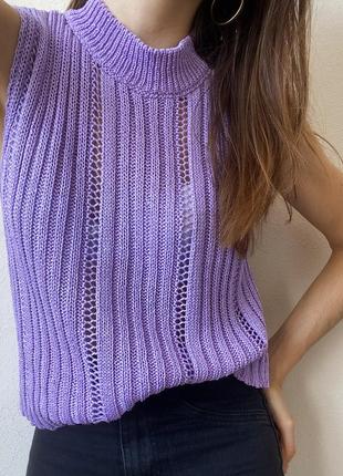 Лавандовий фіолетовий в’язаний топ antonello serio жіночий фактурний під горло жилет