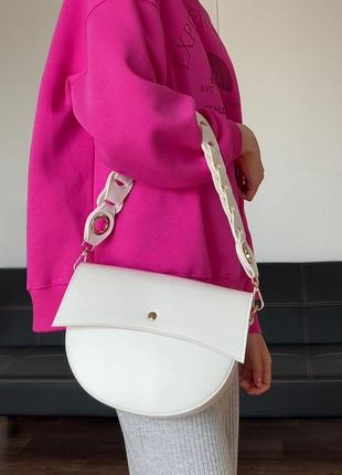 Женская сумка белая сумка седло сумка полукруглая сумка через плечо сумка на плечо кроссбоди