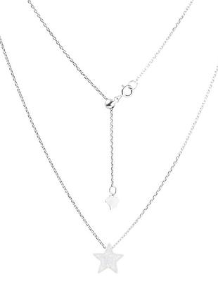 Кольє зі срібла зірка з білим опалом, розмір 35 см x 0,1 см, вага: 1.7 г