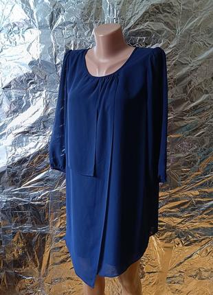 😍 супермодна довга синя шифонова блузка жіноча блуза. нюанси