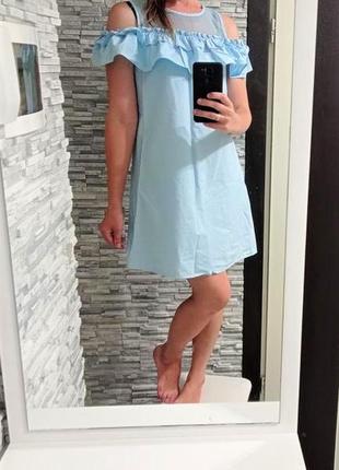 Женское голубое летнее свободное платье в идеальном состоянии