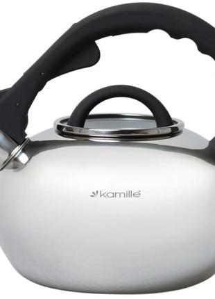 Чайник kamille whistling kettle 2.8 л зі свистком і скляною кришкою