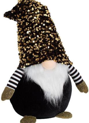 М'яка іграшка «гном-морячок» 49 см, чорний із золотими паєтками