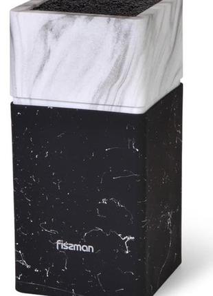 Колода-підставка для ножів fissman marble 11х23 см, пластик чорно-білий