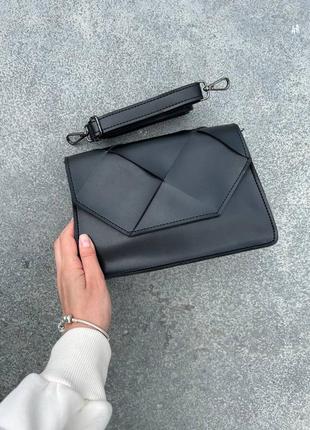 Женская сумка черная сумка черный клатч сумочка кроссбоди через плечо