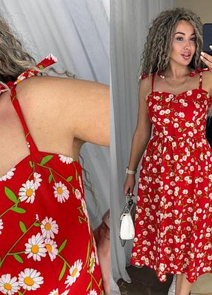 Сарафан міді жіночий сукня на тонких бретельках літня приталене а силуету з гумкою...