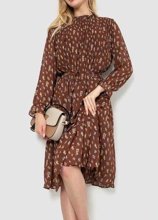 Сукня шифонова, колір коричневий, 246r9072 фото