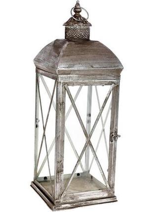 Підсвічник-ліхтар декоративний "cornel" 22х22х62 см, срібло з патиною