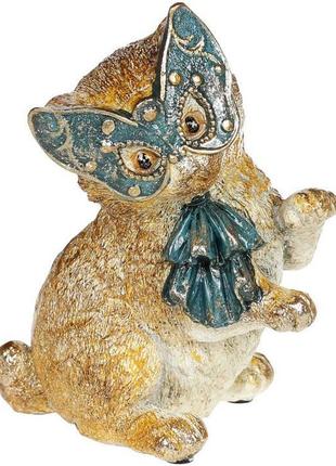 Декоративна статуетка "кішечка на маскараді" 13х10.5х16 см, у синій масці