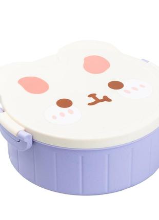 Дитячий ланч-бокс пластиковий зі столовим приладдям "кролик",18х18х7 см, фіолетовий