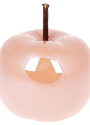 Набір 4 декоративні статуетки "яблуко" 9х9х9.7 см, персиковий перламутр