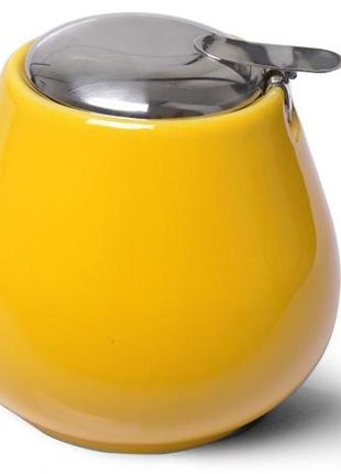Сахарница керамическая fissman profitea 600мл с откидной крышкой, желтая