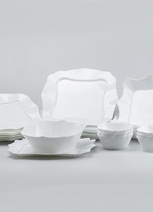 Сервиз столовый керамический на 6 персон в классическом стиле, белый, 26 предметов
