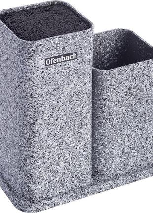 Подставка-колода ofenbach grey marble для кухонных ножей 21х12х23см, двойная