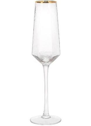 Набор 4 фужера monaco ice бокалы для шампанского 200мл, стекло с золотым кантом