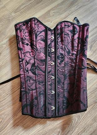 Готический корсет с блестками блестящий на шнуровке под винтаж винтажный корсаж утяжка ретро барокко антиквариат