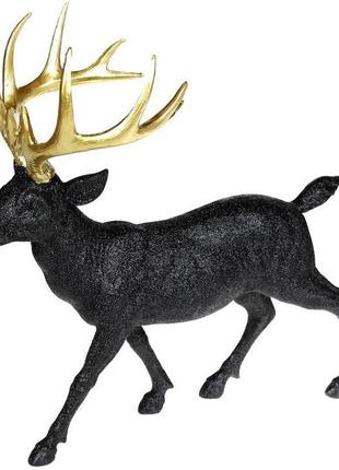 Фігура декоративна «олень із золотими рогами» 39х18х39 см, чорний із глітером