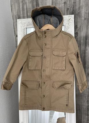 Стильная куртка удлиненная тренч для парня бежевая куртка длинная пальто для мальчика 4-5р