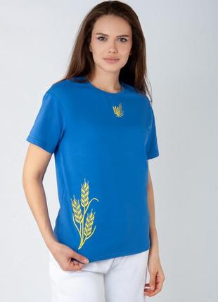 Патріотична футболка жіноча, жіноча футболка з вишивкою, хлопковая футболка с вышивкой, бавовняна футболка жіноча, гарна футболка з принтом
