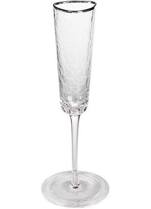 Набор 4 фужера monaco ice бокалы для шампанского 165мл, стекло с серебряным кантом