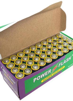 Батарейки сольові пальчикові великі аа r6 um3 power flash упаковка набір 40 штук