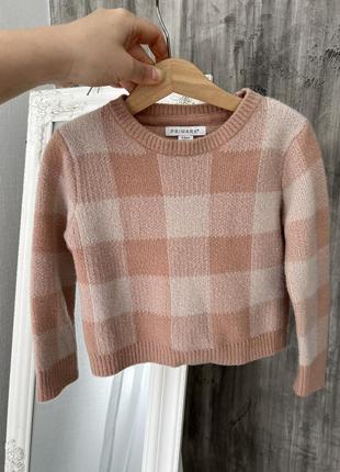 Стильный свитер для девчики 3-4р джемпер в клетку для девчонки zara стили