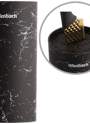 Подставка-колода ofenbach black marble для кухонных ножей и ножниц 11х11х22см, круглая