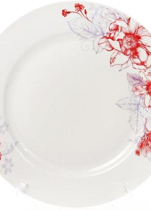 Набор 6 фарфоровых обеденных тарелок "цветы" ø27см
