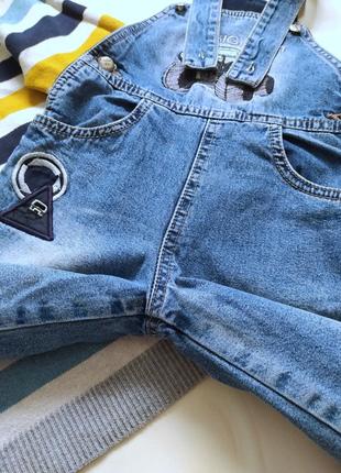 Комбінезон на флісі gloria jeans, джинсовий утеплений теплий джинс аплікація вишивка машина5 фото