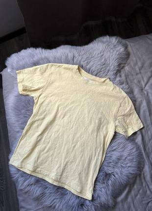 Лимонная кремовая желтая базовая футболка хлопковая zara зара