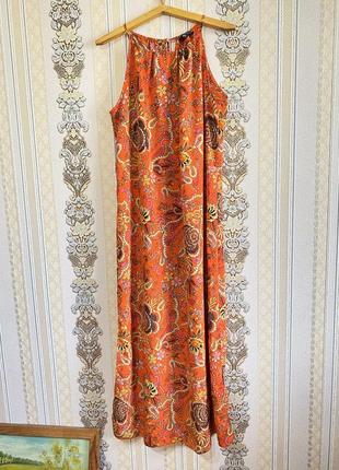 Легкое летнее сарафан, длинное коралловое платье с разрезами, платье