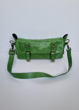Зеленая сумка, кожаная сумка, сумка на плечо, брендовая сумка