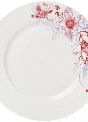 Набор 6 фарфоровых обеденных тарелок "цветы" ø23см