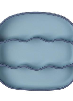 Силиконовая трехсекционная тарелка волна y21+y10 темно-голубой с синим n-12004