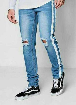 Стильні чоловічі джинси з лампасами розміру l