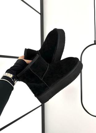 Зимові жіночі черевики ugg mini platform black suede 💗