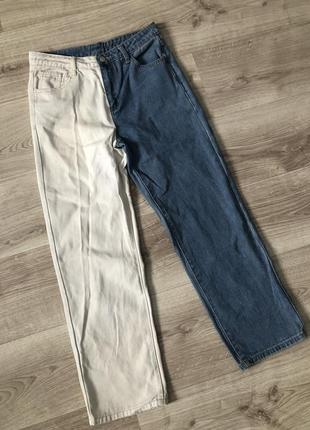 Джинси джинсы штаны брюки белые синие штани мом прямые прямі труби мом