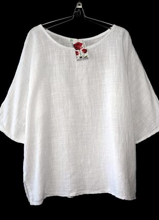 Тоненька біла бавовняна блуза, made in italy р.16-18