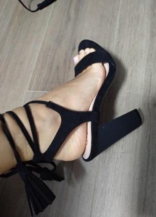 Черные женские босоножки черная обувь, под замш