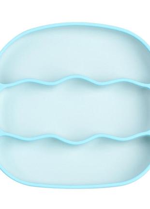 Силиконовая трехсекционная тарелка волна y5+y9 светло-голубая с голубым n-12001