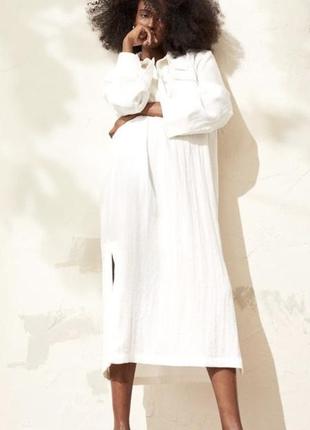 Сукня  біла натуральна сорочка оверсайз фактура лен h&m zara cos massimo dutti mango
