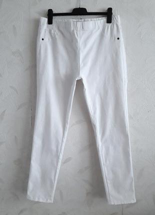 Стрейчевые зауженные котоновые брюки на резинке по талии, 52-54, хлопок, эластан, tu
