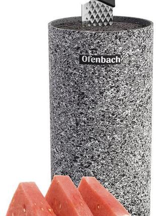 Подставка-колода ofenbach grey marble для кухонных ножей 11х11х22 см, круглая