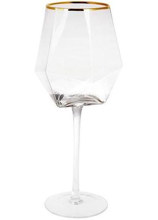 Набор 4 фужера celine бокалы для вина 650мл, стекло с золотым кантом